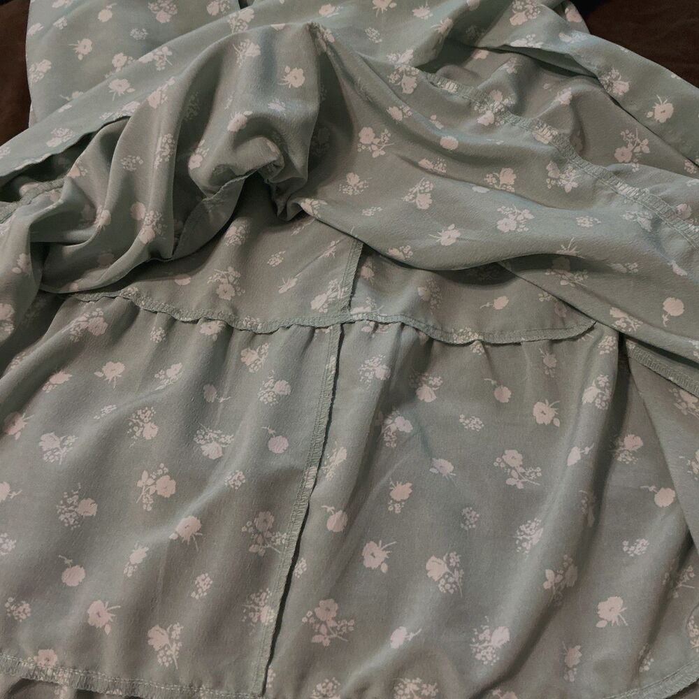 ❤️ As U Wish Women Green floral Dress smocked long sleeve mini Size Small - Picture 7 of 10
